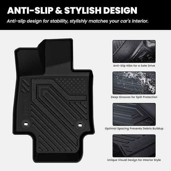 LASFIT Floor Mats&Trunk Mat Fit for Toyota RAV4 2019-2025 (Only Fit Hybrid) All Weather TPE Mats Custom Fit Floor Liner for Toyota RAV 4 1st and 2nd Row Full Set Car Mats and Cargo Liner, Black