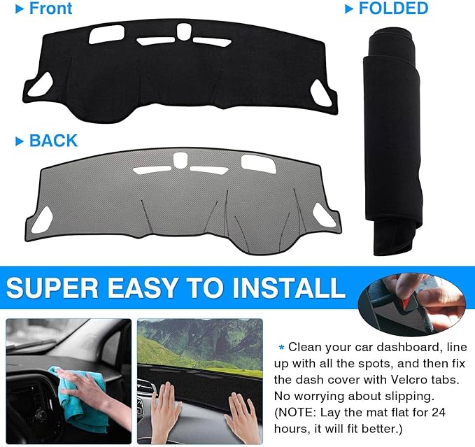 Autorder Custom Fit for Dashboard Cover Mat for 2021-2025 2026 Chevrolet Trailblazer Accessories Dash Mat Flannel Nonslip Dash Cover Sunshade Glare UV Rays Protector Black