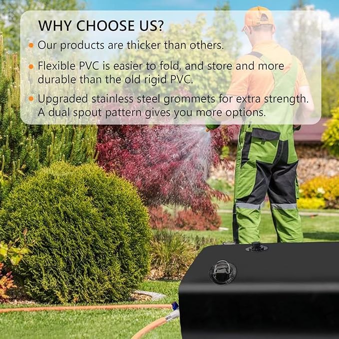 Water Tank, Water Storage Bladder, Portable Water Tank, Water Bladder Tank, Large Water Storage, Water Storage Containers for Camping, Garden, Emergency Water Storage Black