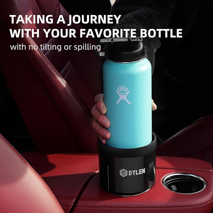 DYLEN Car Cup Holder Expander, Cup Holder Extender Adapter for Car with Expandable Insert, Compatible with Yeti 20/26/30oz, Hydroflask 32/40oz, Large Water Bottles in 3.0"-4.1"