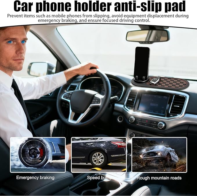 Anti-Slip Mat for Car Dashboard - Organizer Pad and Smartphone Stand for Car, Truck, Vehicle Interior, Navigation Devices, Electronics, Keys, Sunglasses, and Small Accessories Storage