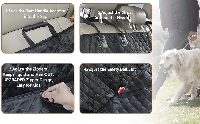 Dog Car Seat Cover for Back Seat Cover for Kids, Waterproof X Large Rear Seat Protector for Pet Auto SUV Truck (XL, Black)