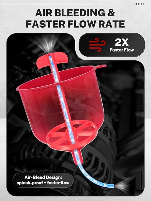 BILITOOLS No-Spill Coolant Funnel Kit - 12PCS Specialized Radiator Coolant Filling Funnel Kit, Radiator Flush Kit Includes 5 Adapters, Extensions, Compatible with Ford GM|Air Bleeding, Drip-Free