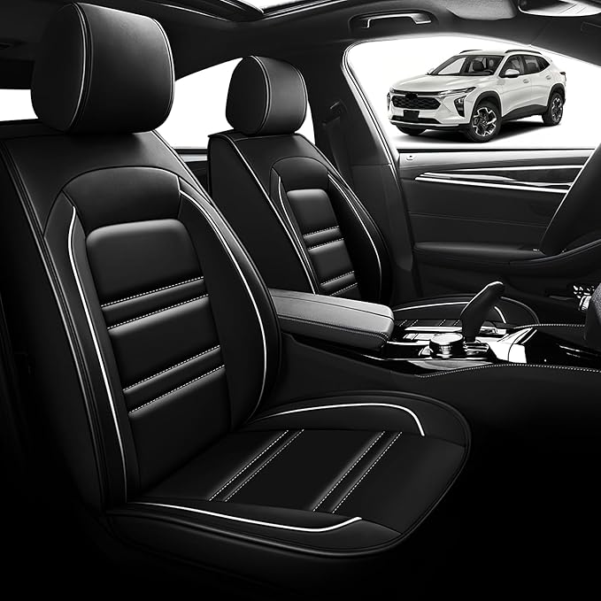 Seat Cover for Chevy trax 2015-2025 | Car Seat Covers Front Seats, Waterproof Seat Protectors, Automotive Front Seat Covers (Front Seat, Black&White Line)