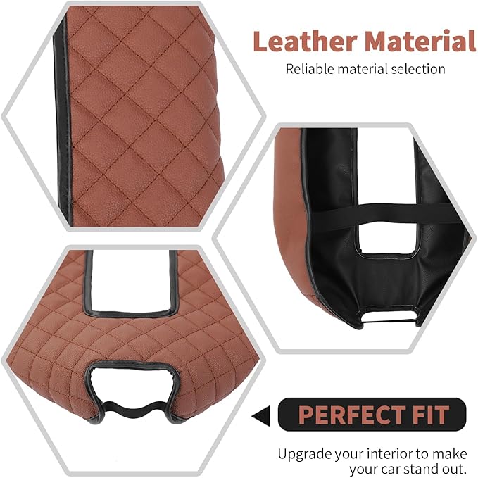 RT-TCZ Center Console Armrest Box Pad Cover Leather for Chevy Avalanche/Silverado/Suburban/Tahoe 2007-2013,for GMC Yukon/Sierra 2007-2013 (Brown)