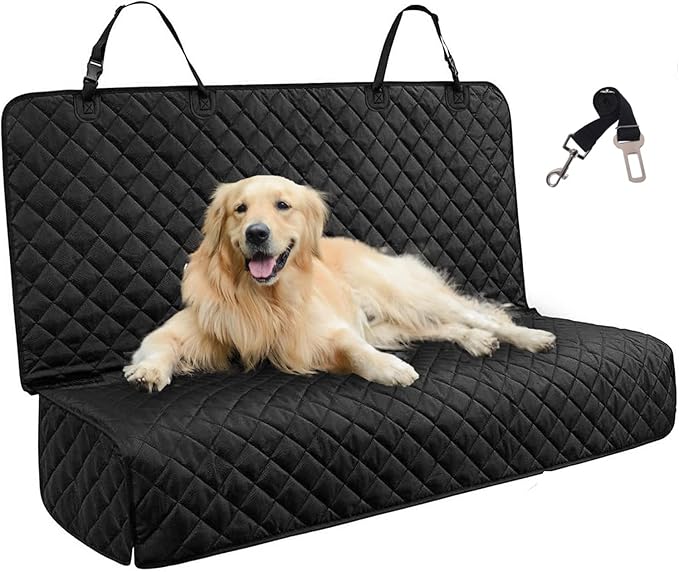 Dog Car Seat Cover for Back Seat Waterproof Bench Seat Cover Protector Nonslip Durable Soft Pet Dog Back Seat Cover for Car, Truck, & SUV (Black)