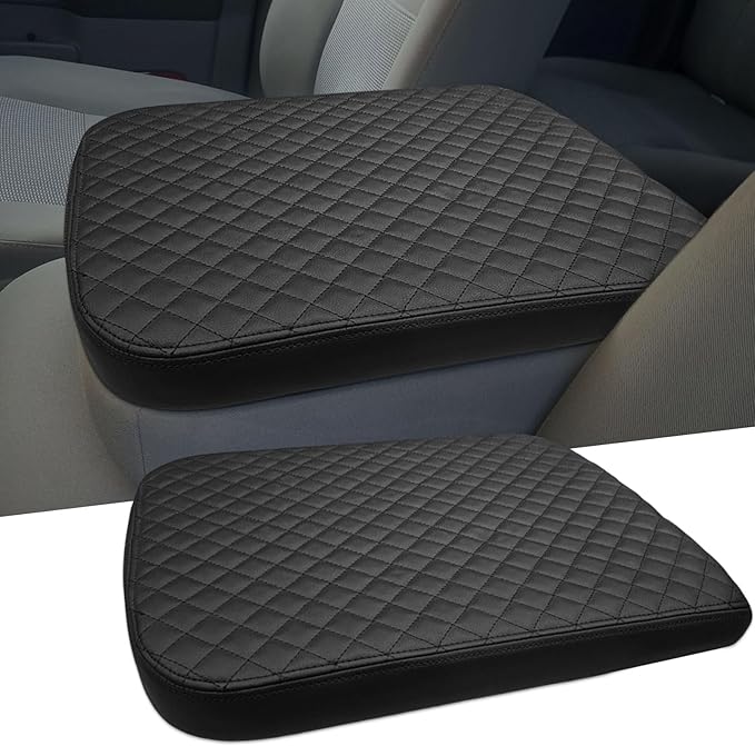 Xaido Center Console Cover Compatible with 2002-2008 2009 2010 2011 2012 Dodge Ram Accessories, Jump Seat Console Armrest Leather Protective Cover, Black