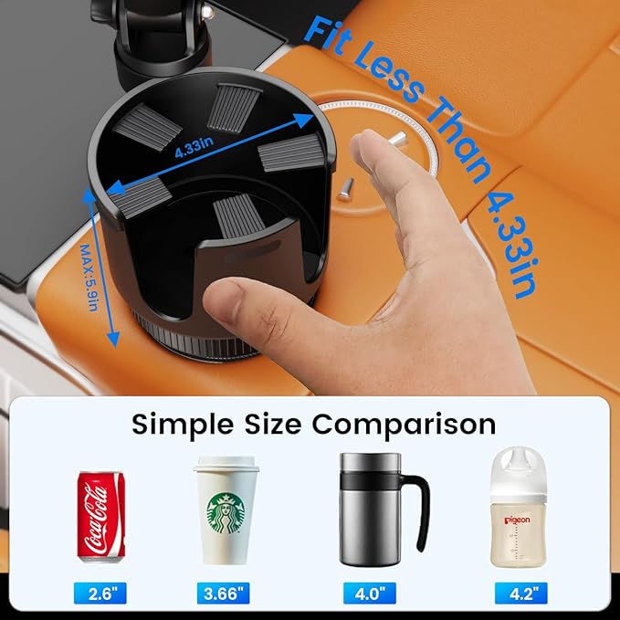 OHLPRO for MagSafe Car Charger Cup Holder Mount, 15W Fast Wireless Magnetic Charging Phone Holder for iPhone 16 15 14 13 12 Series, Adjustable Car Mount with Large Cup Base, One-Hand Operation