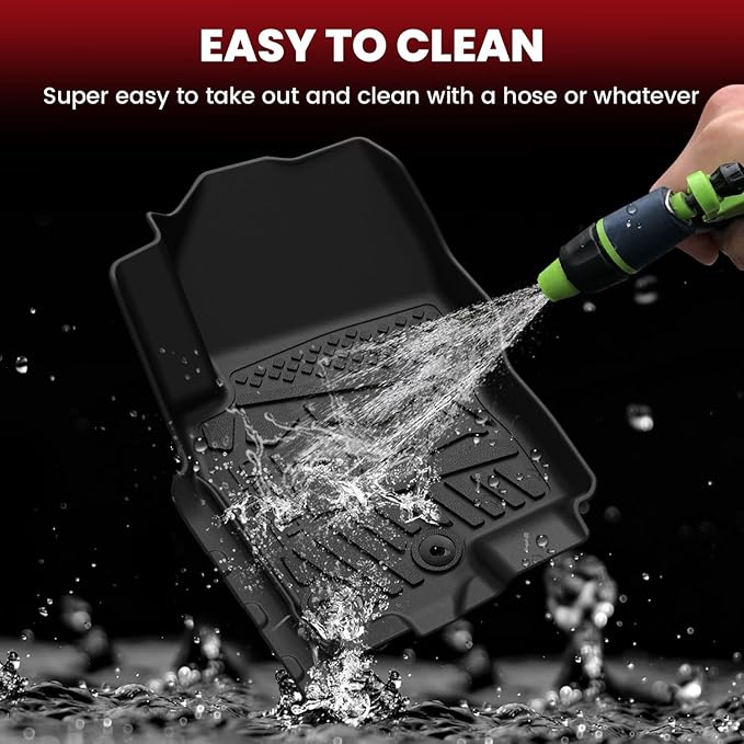 LASFIT Floor Mats for Nissan Frontier 2009-2021 King Cab (Not Fit Crew Cab), All Weather TPE Custom Fit Easy Clean Durable No-Curling Floor Liners for Frontier 1st & 2nd Row Car Mats, Black