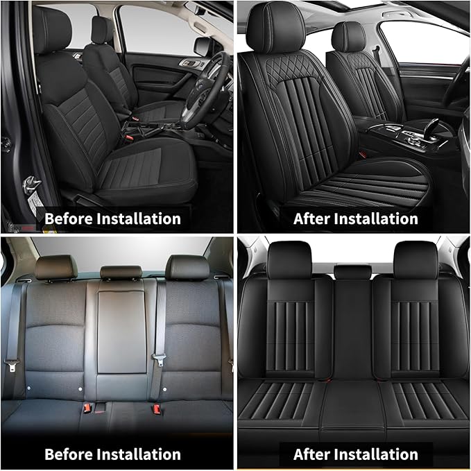 Seat Covers Fit for Toyota Highlander: 2007-2024 2025, Full Set Waterproof Leather Car Seat Cushion Luxury Automotive Protector Easy to Install(5 Seats, Black)