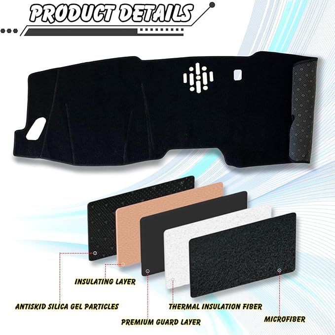 Non-Slip Dash Cover Dashboard Cover Mat Custom Fit Center Console Cover Sunshield Protector Pad Compatible with for Honda Pilot 2023 2024 2025 Accessories Pad (Without HUD) (Black Trim)