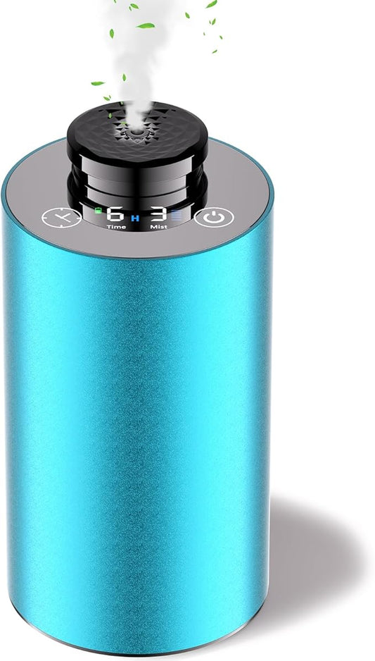 Diffuserlove Waterless Diffuser Essential Oil Diffusers Portable Car Aromatherapy Diffuser Travel Cordless Air Diffuser for Home Rechargeable Scent Machine Blue