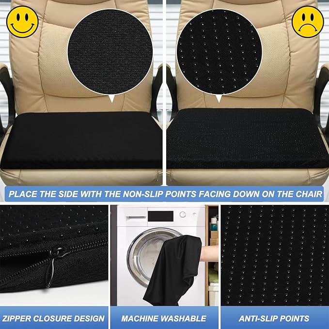 Gel Seat Cushion for Long Sitting - 18" x 16" x 2.4" (Extra Thick＆Soft) Gel Cushion for People Over 200 lbs, Pressure Relief Cushion for Office Chair, Egg Cushions for Wheelchair, Gel Pad for Car