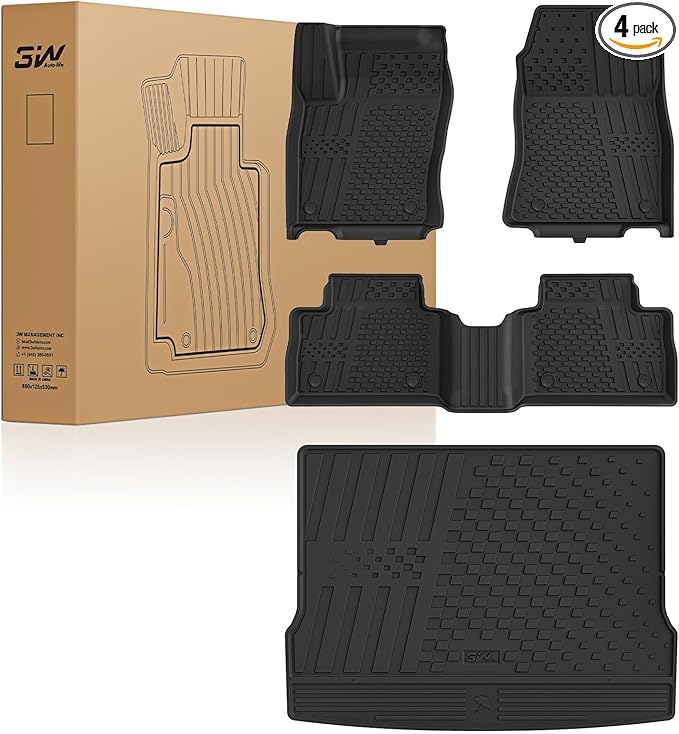 3W Floor Mats & Cargo Liner Fit for Nissan Kicks 2025 2026 (Not Fit Play Version) Accessories TPE All Weather Floor Liner, 1st & 2nd Row Car Mats Tunk Mats Full (Not for Play Version)