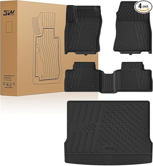 3W Floor Mats & Cargo Liner Fit for Nissan Kicks 2025 2026 (Not Fit Play Version) Accessories TPE All Weather Floor Liner, 1st & 2nd Row Car Mats Tunk Mats Full (Not for Play Version)