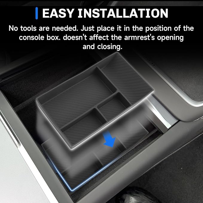 SXCY for 2025 2026 Tesla Model Y Center Console Organizer for 2026 Tesla Model Y Accessories Silicone Under Center Console Tray for 2026 Tesla Model Y Under Console Storage