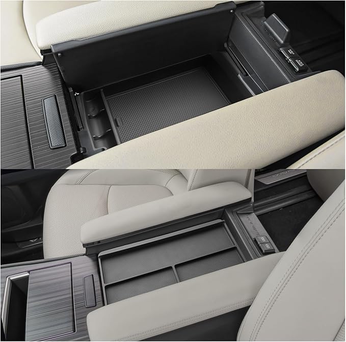 SXCY 2PCS for 2025 Toyota Sienna Center Console Organizer+Console Storage Mat [Not for Console w/Cool Box] for 2021-2025 Toyota Sienna Accessories 2021-2025 Sienna Armrest Console Organizer