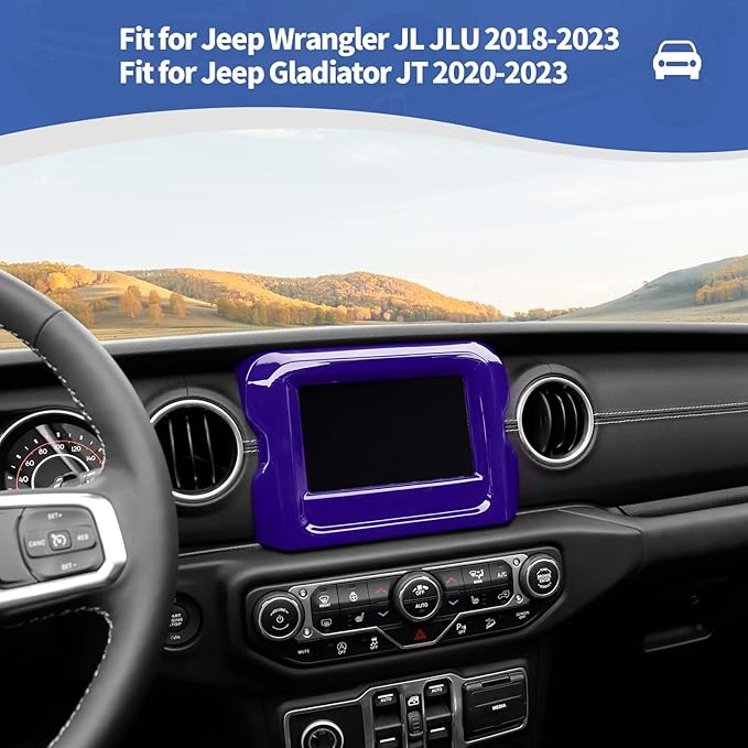 RT-TCZ for Jeep JL Center Console Radio Display Panel Trim Cover for Jeep Wrangler JL JLU Gladiator JT 2018-2023 Purple Interior Accessories 7 inch