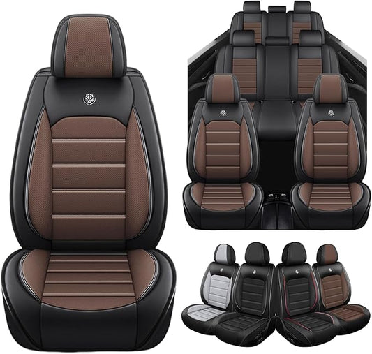 Seat Covers Custom Fit for Acura MDX 2001-2025, 7 Seat, Compatible Airbag Non-Slip Waterproof Leather Seat Cover, Luxury Interior Car Seat Covers Full Set, Black Coffee