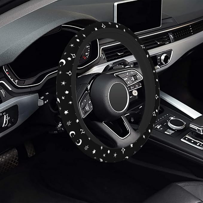 Steering Wheel Cover Moon and Star, 15 Inch Car Accessories for Women Girls Girly, Universal Anti Slip Neoprene Auto Interior Decor Anti Slip Car Protector