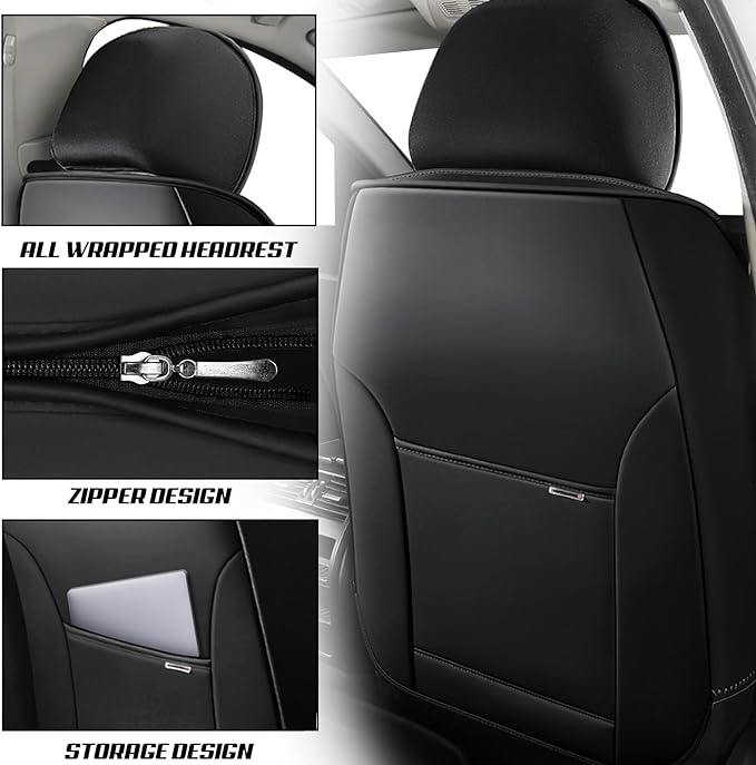 Seat Leather Cover Custom Fit for Toyota 4Runner 2000-2024, Waterproof Leather Seat Protectors, Ultimate Wear Resistance Seat Covers (Front Pair, Black&Red)