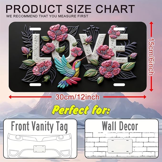 Love.Front License Plate Aluminum Decorative License Plates Funny Metal Car Plate 6"X12" Novelty Vanity Tag Cover with 4 Holes Car Decor Accessory (LVCP25109019)