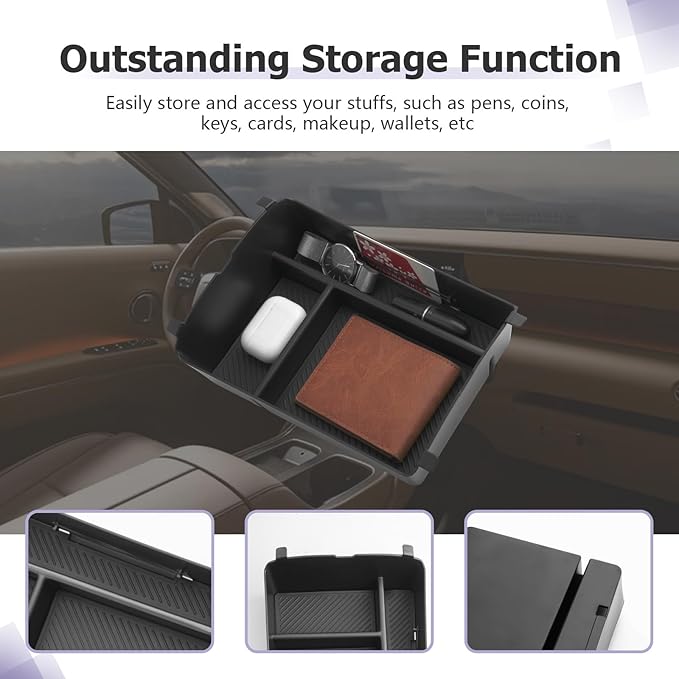 LUWU 2026 Palisade Center Console Organizer Compatible with 2026 Hyundai Palisade Accessories Armrest Console Organizer Upper Armrest Insert Tray Palisade LX3 2026 Accessories Black (Only for 7-Seat)