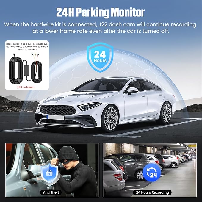 Dash Cam Front and Rear, 4K+1080P Dash Camera with 1.97" Display - Dashcam with 5GHz Wi-Fi APP Control 64GB Card 24H Parking Mode Night Vision Loop Recording WDR 170° Wide Angle G-Sensor Max 256GB