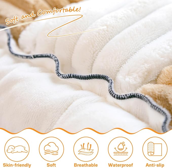 Dog Car Seat Cover for Back Seat, Dog Bed for Car, Fit for Backseat Extenders, Car Seat Protector, Nonslip Soft Durable for Cars Trucks and SUVs (Light Brown & White, 23.6"*51")