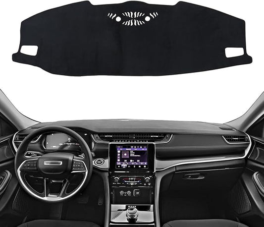 ZZEQYG Dash Cover for Jeep Grand Cherokee L 2021 2022 2023 2024 2025 Accessories Flannel Dashboard Cover Dash Mat Center Console Cover Sunshield Protector Pad