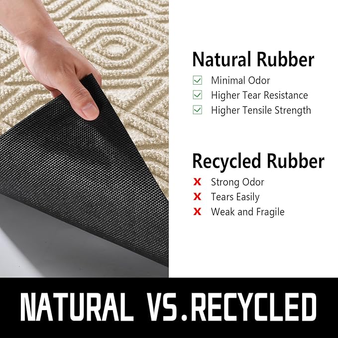 Yimobra Door Mat, Outdoor Indoor Entrance Welcome Mat, Heavy Entry Front Door Mat, Stain & Fade Resistant, Low Profile, Sturdy Rubber, Easy Clean Patio Floor Mat, Waterproof, 47 x 32, Light Beige