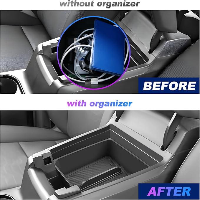 SXCY 2PCS for 2025 Chevy Colorado/GMC Canyon Center Console Organizer for Chevrolet Colorado Accessories 2023 2024 2025 Colorado Console Tray for 2025 Canyon Console Organizer(Double-Deck Design)