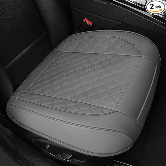 2pcs Car Seat Covers for Upgrade Leather,Car Seat Protector Water Proof Material,No Slip Soft,Side Wrapping,Bottom Seat Covers Universal for Most Automotive,Vans,Trucks,Suvs (Grey)