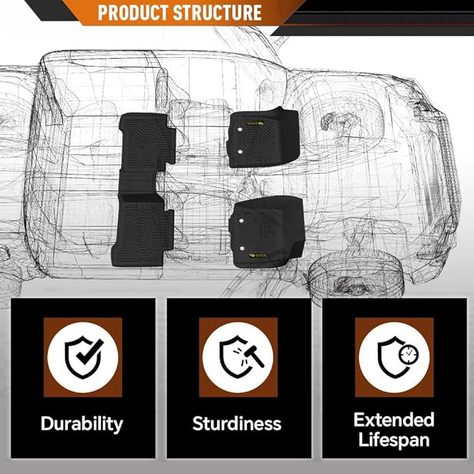 ANDPLAY TPE Floor Mats Liners 4 PCS Compatible with Chrysler Pacifica 2017-2025 (No Hybrid Models) Fit 7 & 8 Passengers Model All Weather Protection Black Floor Liners alfombras para carro