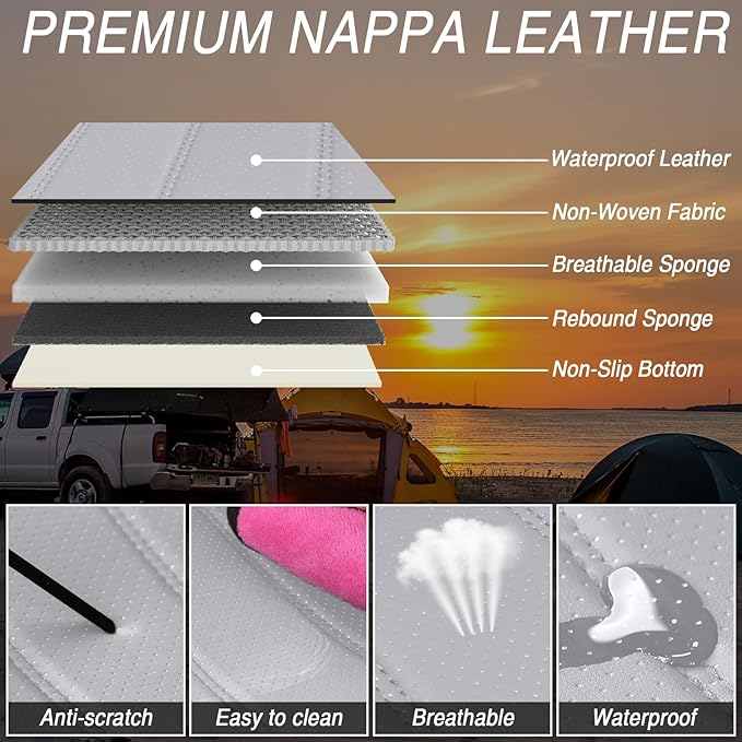 Seat Covers Custom Fit for Acura MDX 2001-2025, 7 Seat, Compatible Airbag Non-Slip Waterproof Leather Seat Cover, Luxury Interior Car Seat Covers Full Set, Black Gray