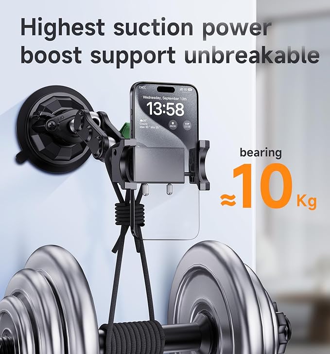 MAGIC JOHN Car Phone Holder, Ultra-Durable Mteal Phone Holders for Your Car, 360° Rotation Cell Phone Car Mount for Windshield, Suction Cup Car Phone Mount for iPhone Samsung All Smartphone