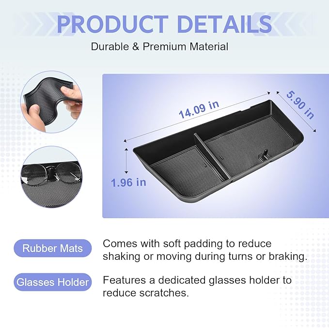 RUNROAD Dashboard Storage Organizer Tray Compatible with 2025 Chevy Suburban Tahoe Accessories, Behind Screen Organizer Center Console Display Armrest Storage Tray (Only Fit 17.7-inch Touch Screen)