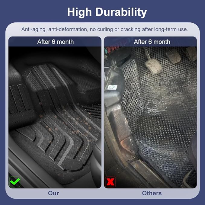 TPE Car Floor Mats for Ford F-150 2015-2025 & F150 Lightning 2022-2025 SuperCrew (Rear w/o Fold Flat Storage), Custom Fit Carpet Floor All Weather Truck Mats - Front and Rear Row, 3PCS