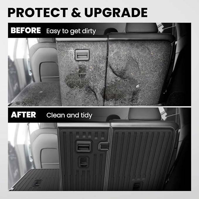 LASFIT Premium Extra Thick Rear Seat Back Covers for Tesla Model Y Juniper 2025/2026 | TPE Custom Fit Waterproof Model Y Accessories Second Row Back Seat Protector Mat Liner