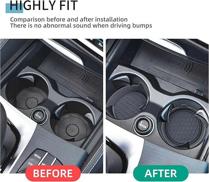 Amooca Car Cup Coaster Universal Automotive Waterproof Non-Slip Cup Holders Sift-Proof Spill Holder Car Interior Accessories 4 Pack Grey