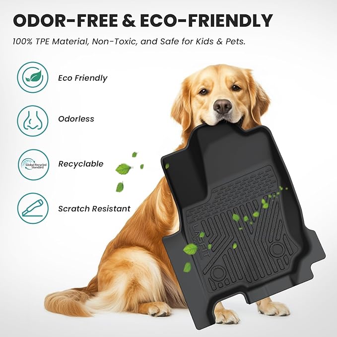 LASFIT Floor Mats for Toyota 4Runner 2025 2026 (Only Fit Hybrid), All Weather TPE Custom Fit Floor Liner for 4 Runner TRD/Limited/Platium 6th gen Front&Rear Car Mats, Black