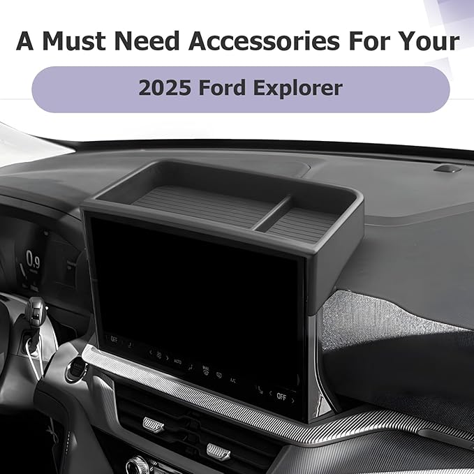 LUWU for 2025 Explorer Dashboard Storage Tray 2025 Ford Explorer Active/ST-Line/Platinum/ST 13.2-inch Behind Screen Organizer Center Console Display Box Dash Tray Explorer 2025 (Only for 13.2" Screen)