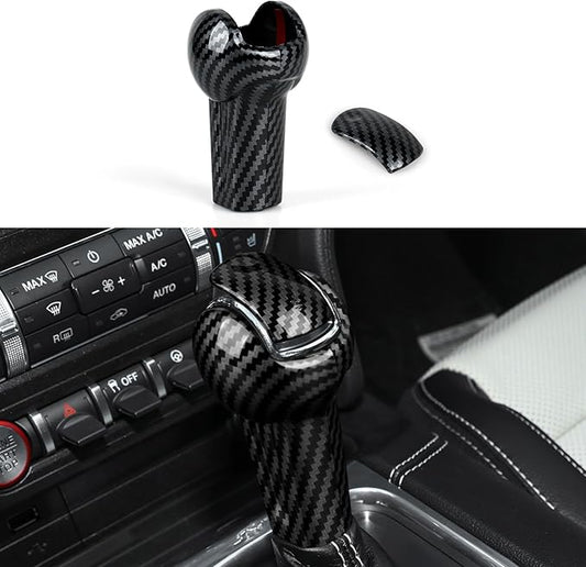 Youtaiche Car Auto Gear Shift Knob Cover Trim Decals for 2015 2016 2017 2018 2019 2020 2021 2022 2023 Ford Mustang Accessories ABS Carbon Fiber Interior Stickers (Not for GT350 GT500)