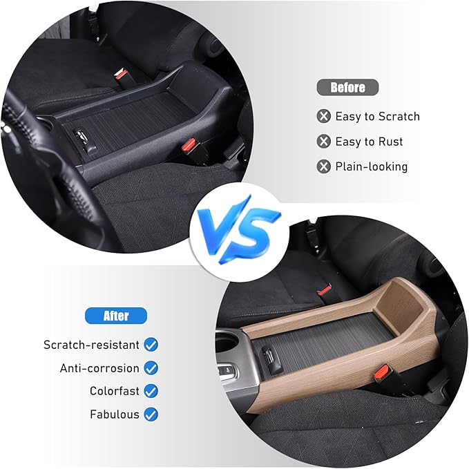 Armrest Box Frame Trim for Honda Pilot 2016-2022/ Ridgeline 2020-2023/ Passport 2019-2023 Accessories, ABS Center Console Armrest Box Frame Protective Cover (Pear Wood Grain)