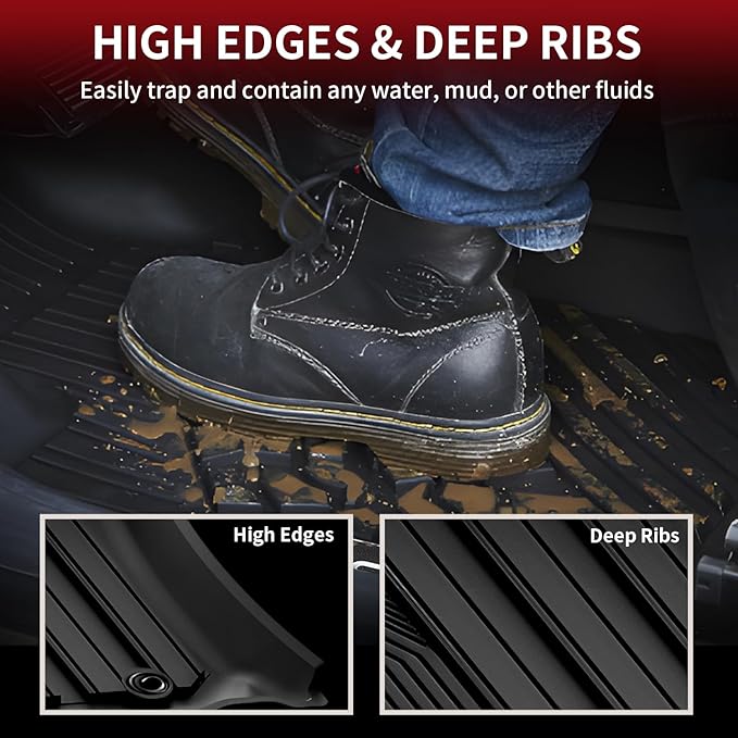 LASFIT Floor Mats for Toyota 4Runner 2013-2024 & for Lexus GX460 2014-2023, All Weather TPE Mats Floor Liner for Toyota 4 Runner (Fit 7 Seats & 5 Seats) 1st & 2nd Row Car Mats, Black