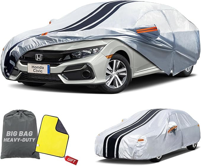 [2025 Upgrade] Car Cover Custom Fit for Toyota Corolla (2000-2025) Honda Civic (1991-2025), Waterproof All Weather for Automobiles Full Exterior Cover UV Rain Sun Snow Protector.