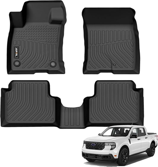 AIPOIL® Floor Mats for 2022-2025 Ford Maverick (Not for Hybrid) Fits 1st & 2nd Row TPE All Weather Anti-Slip Floor Liners Full Set Custom Car Mats Accessories, Black