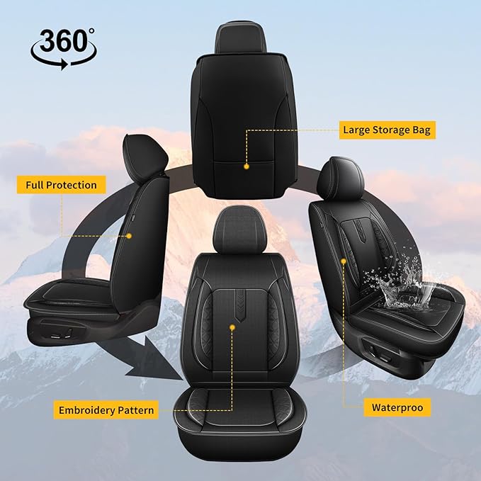 AOMSAZTO Car Seat Covers Front Set Custom Fit for Chevrolet Blazer 2019-2025 2026 Faux Leather Car Seat Protector Breathable Cover Set Comfortable Compatible Airbag Black(2 Seat Covers)