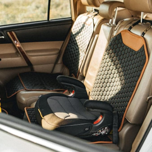 Owleys Premium Leather Car Seat Protector for Child Car Seat Cover from Dirt Scratches - Infant Car Seat Protector for Back Seat/Front Booster Seat Protector Under Baby Car Seat Waterproof 1pc Hexy