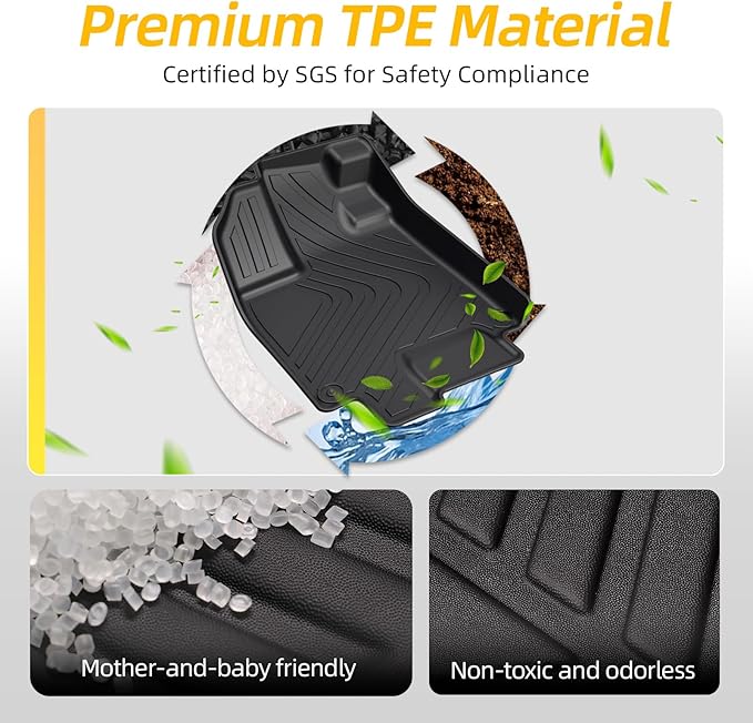 PWY Car Floor Mats for Honda Odyssey (2018-2025 2026), All Weather Car Liners, TPE Custom Automotive Floor Mats - Heavy Duty & Non Slip, 4PCS Full Set for 1st & 2nd & 3rd Row, Minivan Accessories